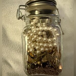 Glass Jar with Assorted Jewelry